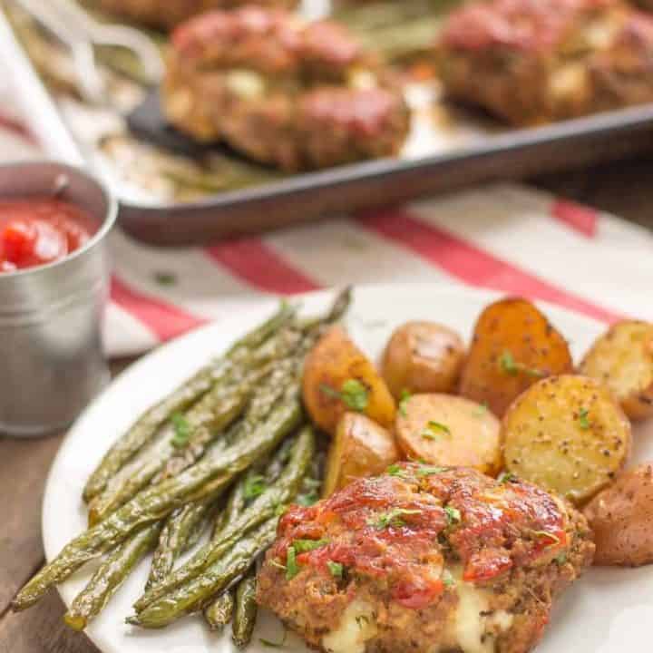 Sheet Pan Mini Meatloaves with Potatoes & Green Beans