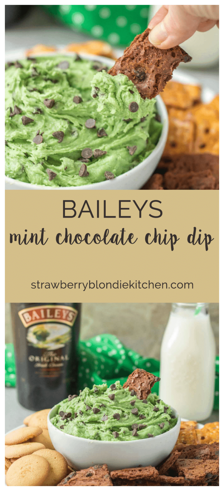 Baileys Mint Chocolate Chip Dip - Strawberry Blondie Kitchen