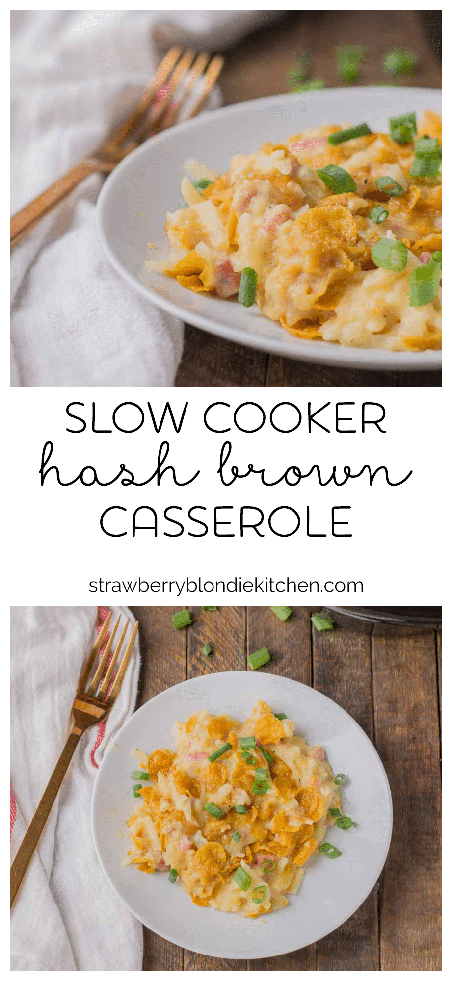 Slow Cooker Hash Brown Casserole - Strawberry Blondie Kitchen