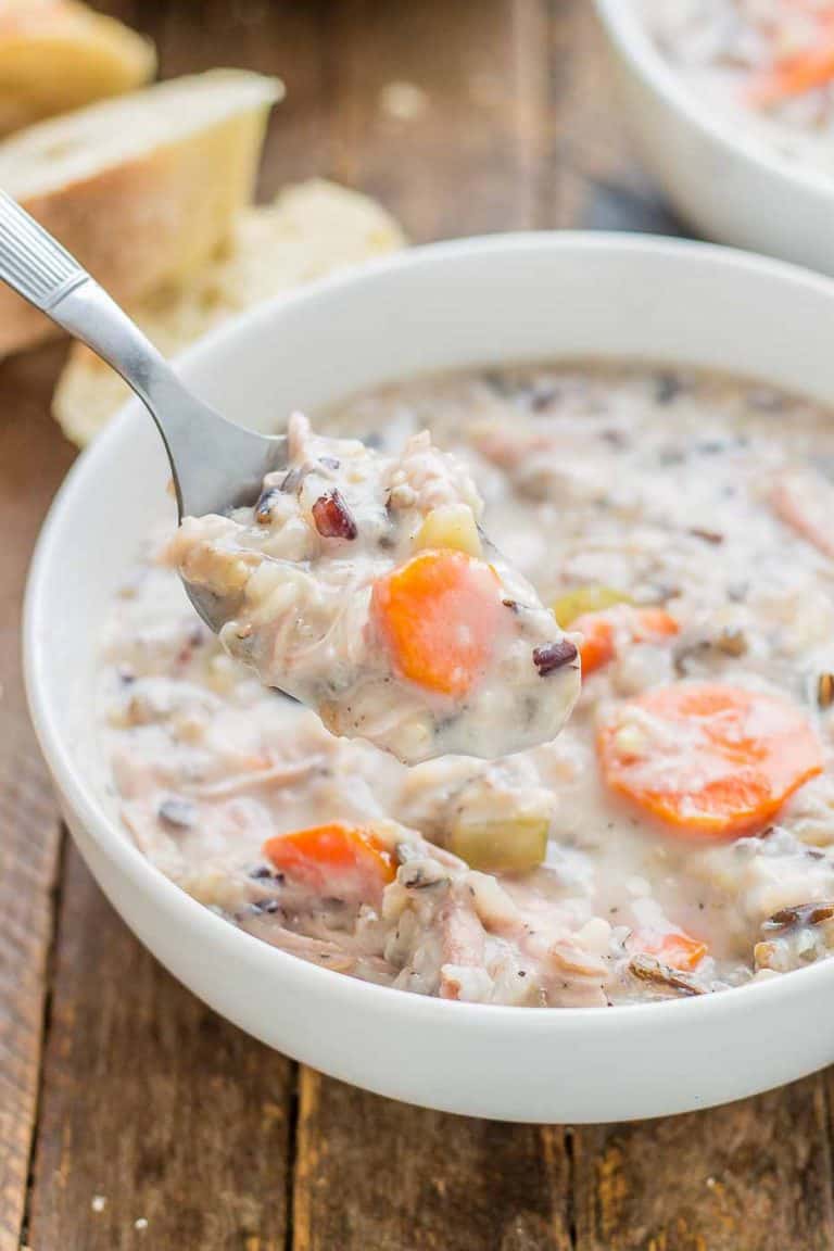 Crockpot Chicken And Wild Rice Soup - Strawberry Blondie Kitchen