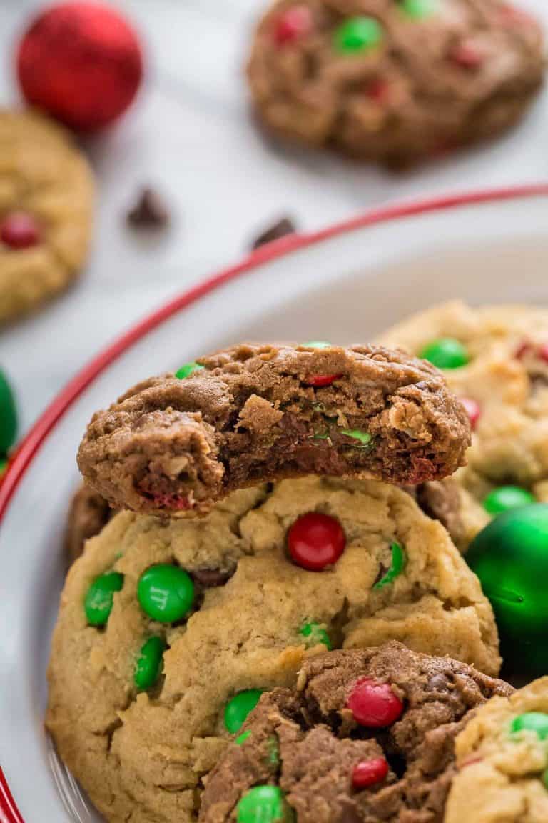 Christmas Monster Cookies 2 ways - Strawberry Blondie Kitchen