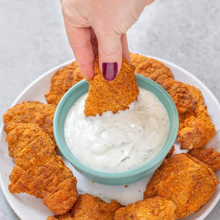 Baked Chicken Tenders with Healthy Ranch Dipping Sauce - Strawberry ...